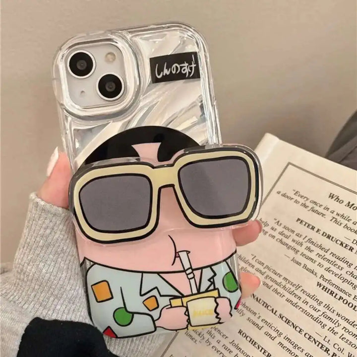 Lazy Shinchan Case With Charm - iPhone